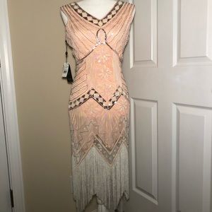 adrianna papell beaded dress size 6 Light pink